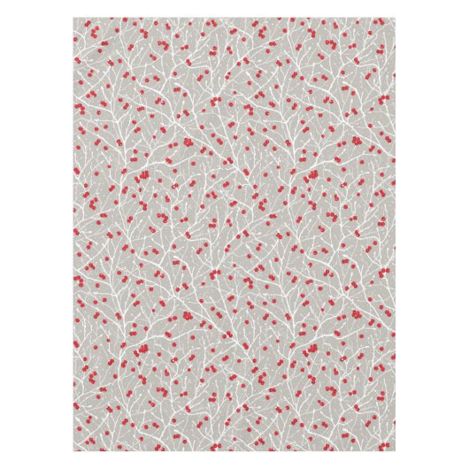 Snowy Winterberry Trees Pattern | Pilzsaal | Tischdecke (Vorderseite)