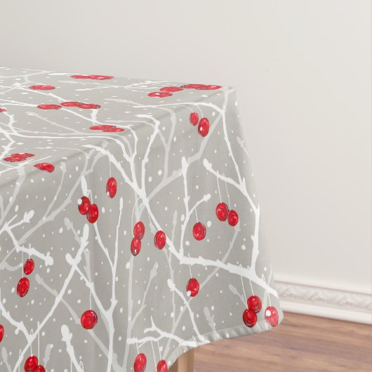 Snowy Winterberry Trees Pattern | Pilzsaal | Tischdecke (Beispiel)