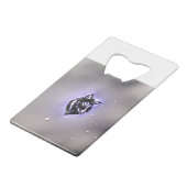 Snowy-Wolf-Entwurf lila Geldbeutel Flaschenöffner (Rückseite Schrägansicht)