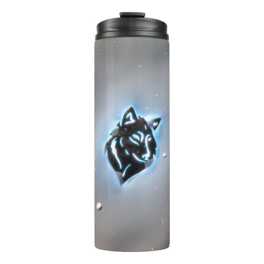 Snowy-Wolf-Ikonen-Blau Thermosbecher (Vorderseite)