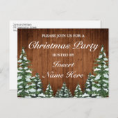 Snowy Wood Christmas Party Einladung Postcard (Vorne/Hinten)