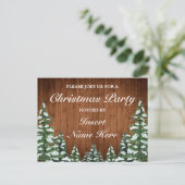 Snowy Wood Christmas Party Einladung Postcard (Stehend Vorderseite)