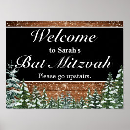 Snowy Wood & Forest Bar Bat Mitzvah Begrüßungszeic Poster
