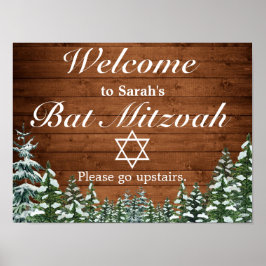 Snowy Wood & Forest Bar Bat Mitzvah Begrüßungszeic Poster