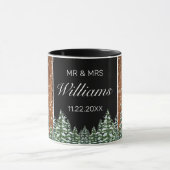 Snowy Wood & Forest Black Pine Wedding Mr. Mrs. Tasse (Zentrum)