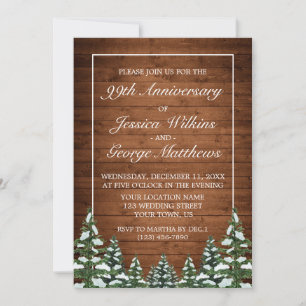 Snowy Wood & Forest Country Hochzeit Jahrestag Einladung