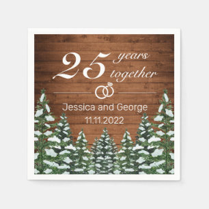 Snowy Wood & Forest Country Hochzeit Jahrestag Serviette