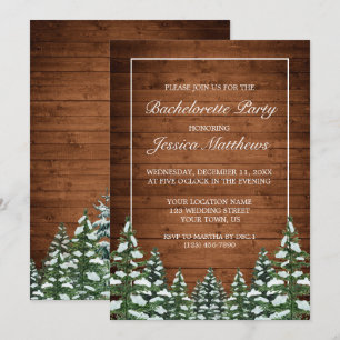 Snowy Wood & Forest Country Junggeselinnen-Abschie Einladung