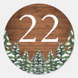 Snowy Wood & Forest Country Pine Birthday Age Runder Aufkleber
