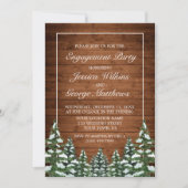 Snowy Wood & Forest Country Pine Engagement Party Einladung (Vorderseite)