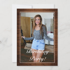 Snowy Wood & Forest Country Pine Foto Geburtstag Einladung