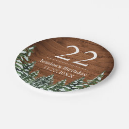 Snowy Wood & Forest Country Pine Happy Birthday Pappteller