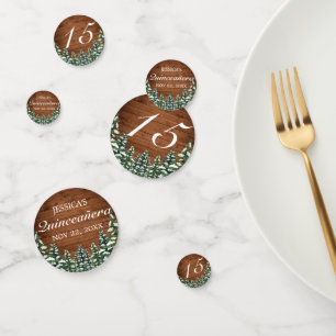 Snowy Wood & Forest Country Pine Quinceañera Konfetti