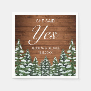Snowy Wood & Forest Country Pine Sie sagte ja Serviette