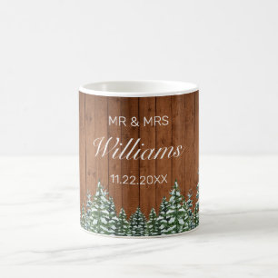 Snowy Wood & Forest Country Pine Wedding Mr. Mrs. Kaffeetasse