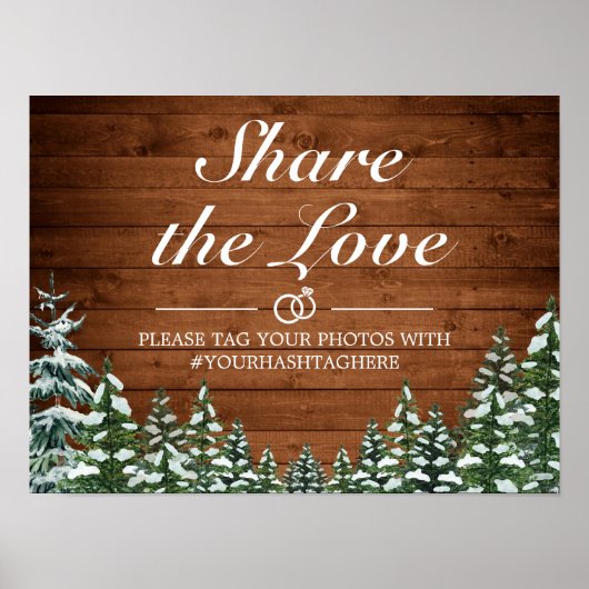 Snowy Wood & Forest Country Pine Wedgezeichen Poster (Vorne)