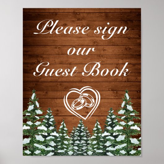 Snowy Wood & Forest Country Pine Wedgezeichen Poster (Vorne)