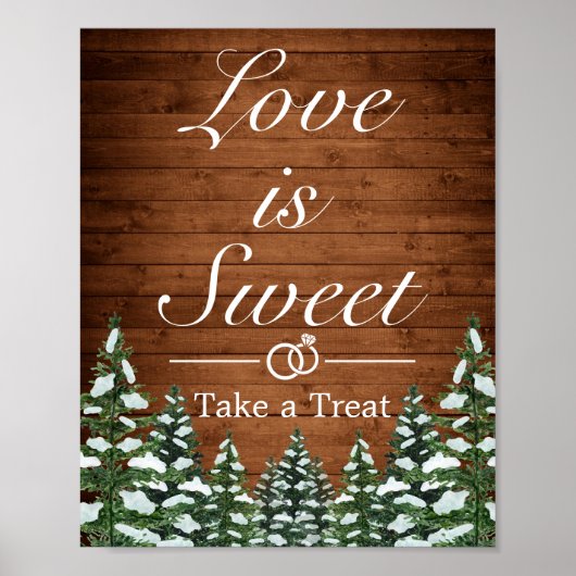 Snowy Wood & Forest Country Wedding Gefälligkeitsz Poster (Vorne)