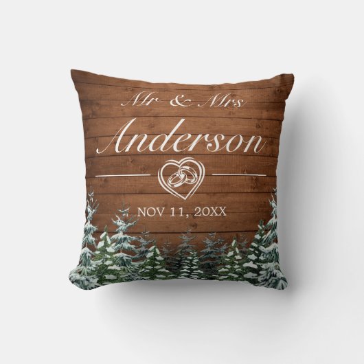Snowy Wood & Forest Country Wedding Kissen (Vorderseite)