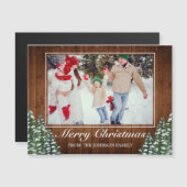 Snowy Wood & Forest Foto Frohe Weihnachtsgrüße Magnetkarte (Vorne/Hinten)