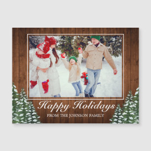 Snowy Wood & Forest Foto Happy Holidays Gruß Magnetkarte