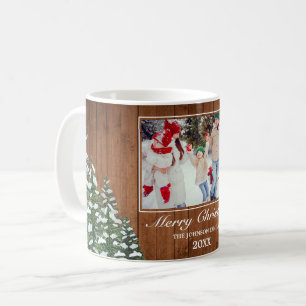 Snowy Wood & Forest Rural Frohe Weihnachten Foto Kaffeetasse