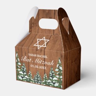 Snowy Wood & Forest Rural Pine Bar Bat Mitzvah Geschenkschachtel