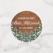 Snowy Wood & Forest Rural Pine Bar Bat Mitzvah Konfetti (Klein Vorderseite)