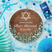 Snowy Wood & Forest Rural Pine Bar Bat Mitzvah Pappteller (Party)