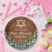 Snowy Wood & Forest Rural Pine Bar Bat Mitzvah Pappteller (Party)