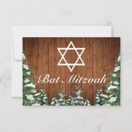 Snowy Wood & Forest Rural Pine Bar Bat Mitzvah RSVP Karte