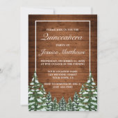 Snowy Wood & Forest Rural Pine Quinceañera Einladung (Vorderseite)