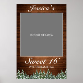 Snowy Wood & Forest Rural Pine Sweet 16 Foto Prop. Poster