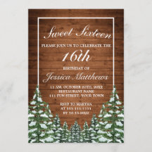 Snowy Wood & Forest Rural Pine Tiara Sweet 16