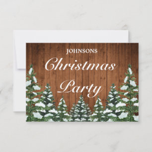 Snowy Wood & Forest Rural Pine Weihnachtsfest Part RSVP Karte