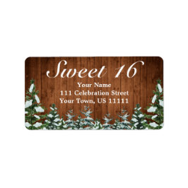 Snowy Wood & Forest Rural Tiara Sweet 16 Adresse Adressaufkleber