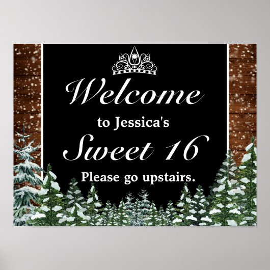 Snowy Wood & Forest Tiara Sweet 16 Willkommenszeic Poster (Vorne)
