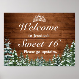 Snowy Wood & Forest Tiara Sweet 16 Willkommenszeic Poster