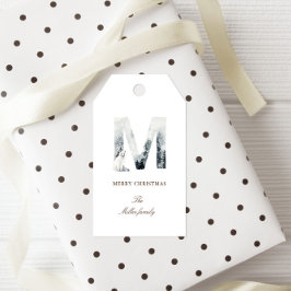 Snowy Woodland Monogram Elegant Holiday Favor Tags Geschenkanhänger