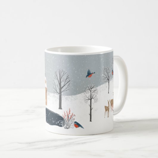 Snowy Woodland Scene Saltbox Zuhause Fox Dee Kaffeetasse (VorderseiteRechts)