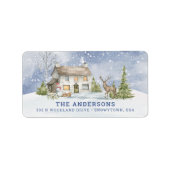 Snowy Woodland Winter Zuhause Label Adressaufkleber (Vorne)