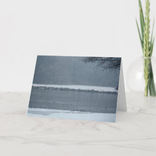 Snowy Woods and Encks on Lake Christmas card Feiertagskarte