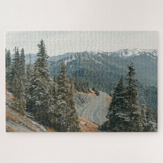 Snowy Woods entlang Highway Puzzle (Horizontal)