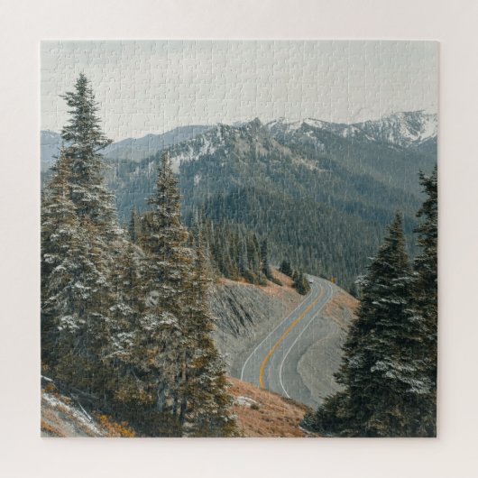 Snowy Woods entlang Highway Puzzle (Vertikal)