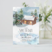 Snowy Woods Weihnachtsgebäck Save the Date (Stehend Vorderseite)