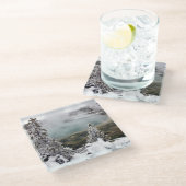 Snowy Yellowstone Glasuntersetzer (Schrägansicht)