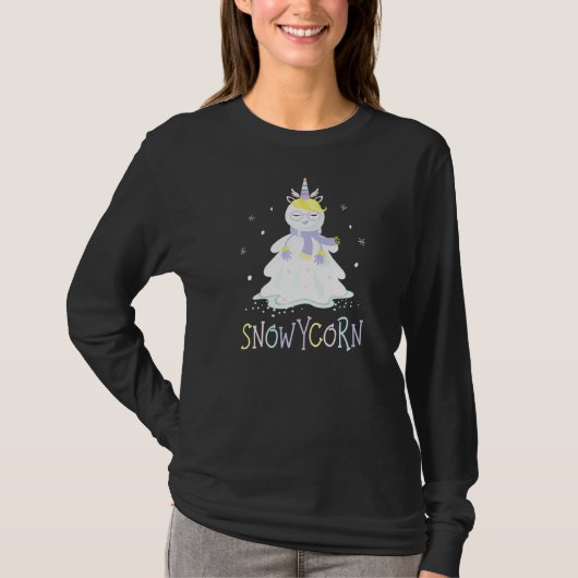 Snowycorn, Niedlicher Einhorn Snowman T-Shirt (Vorderseite)