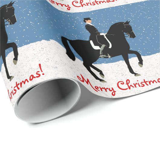 Snowydressage-Pferdeweihnachten Geschenkpapier (Rolleneckpunkt)
