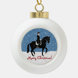 Snowydressage-Pferdeweihnachten Keramik Kugel-Ornament