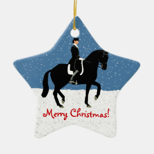 Snowydressage-Pferdeweihnachten Keramikornament
